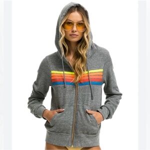Aviator Nation Chevron Hoodie with Neon Stripes